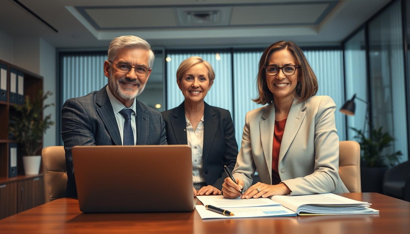 Family reviewing legal documents